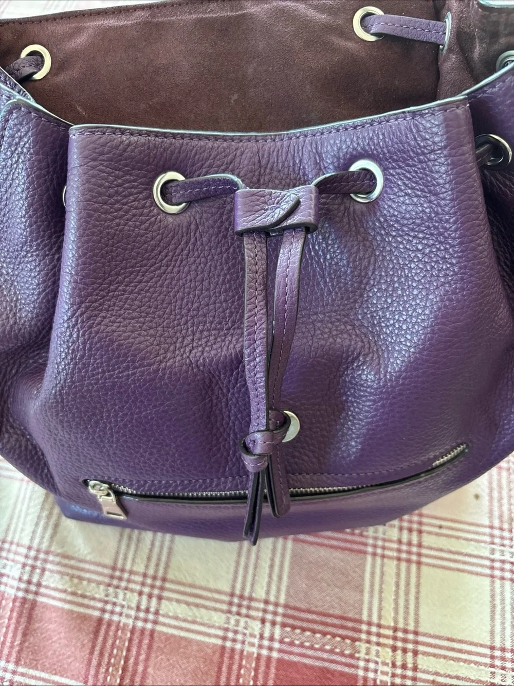 COACH Kleo Backpack Purple Leather Vintage Bag with Silver Buckle